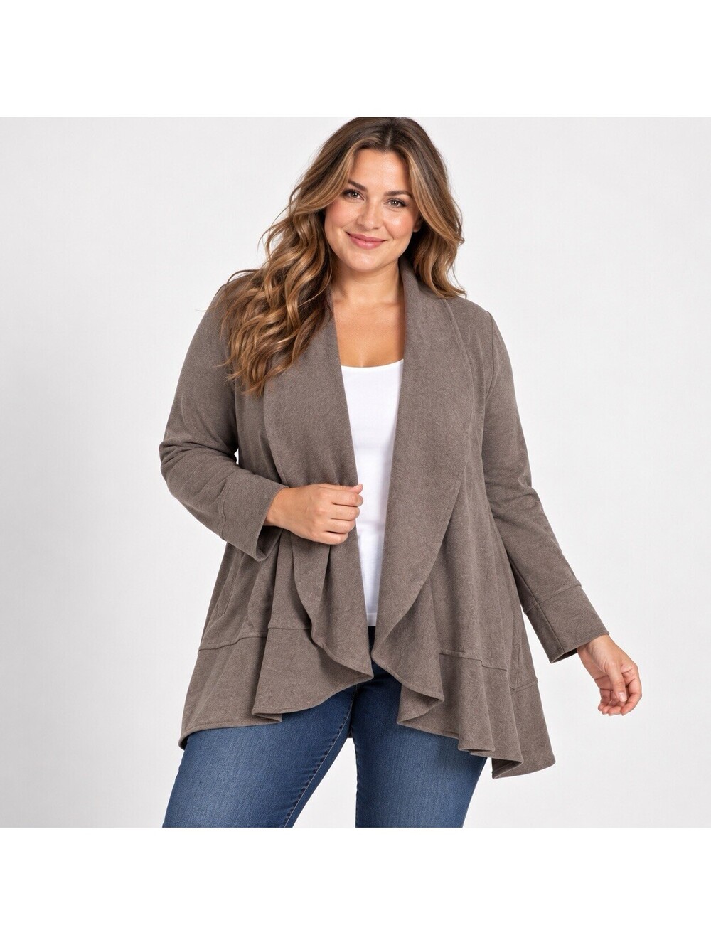 J. Jill Oatmeal Cotton Blend Open Cascading Wrap Cardigan  Size 4X  NWOT  Boho